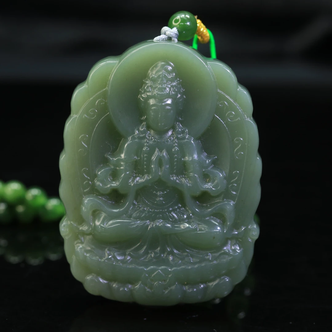 37和田玉碧玉鸭蛋青观音牌/300174保利厦门拍卖