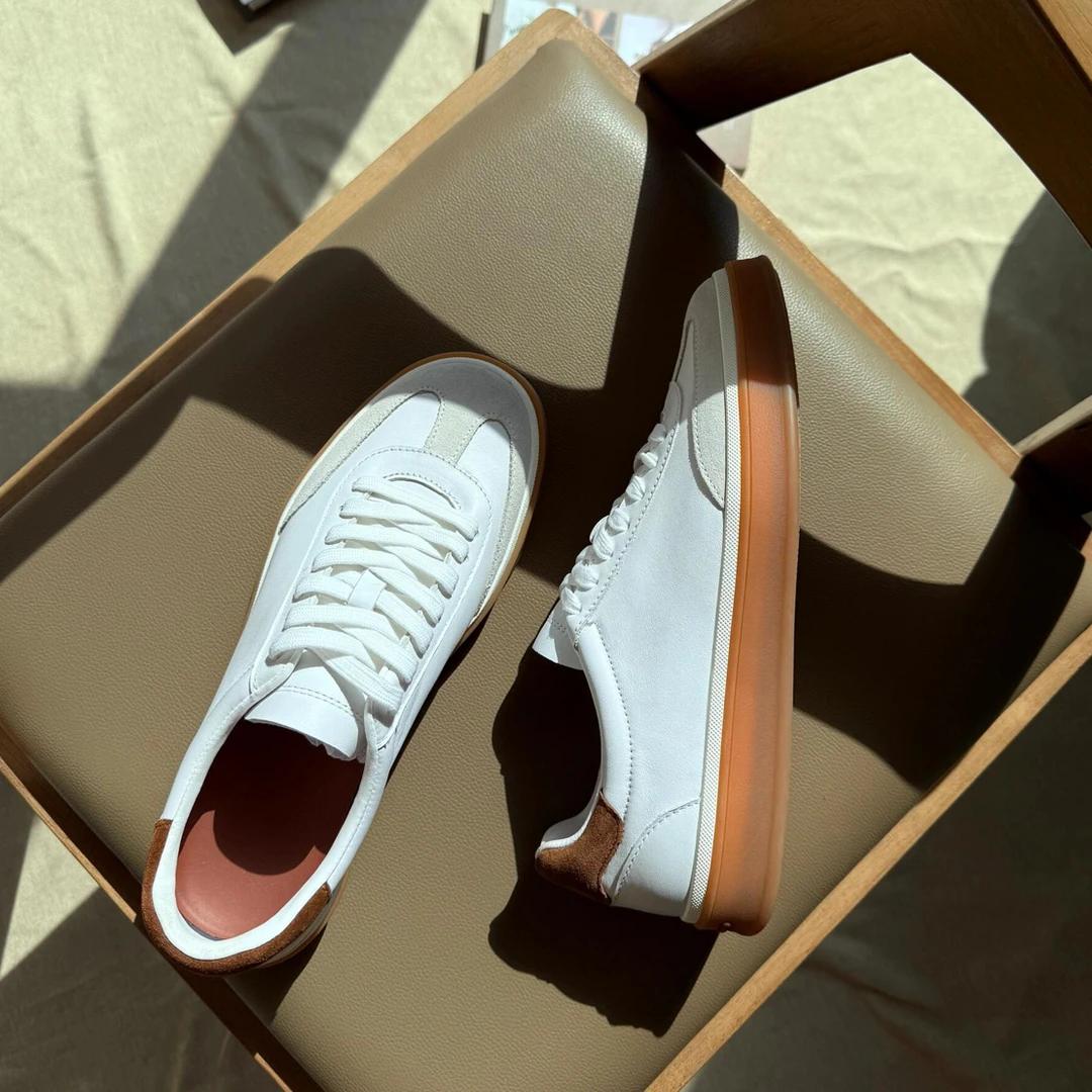 【25春夏】黑标奢品/静奢老钱头层牛皮反绒圆头系带低帮板鞋德训鞋