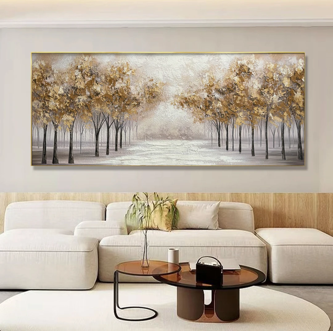 SF 46《优雅丛林》现代自然风景手工手绘油画沙发客厅装饰画