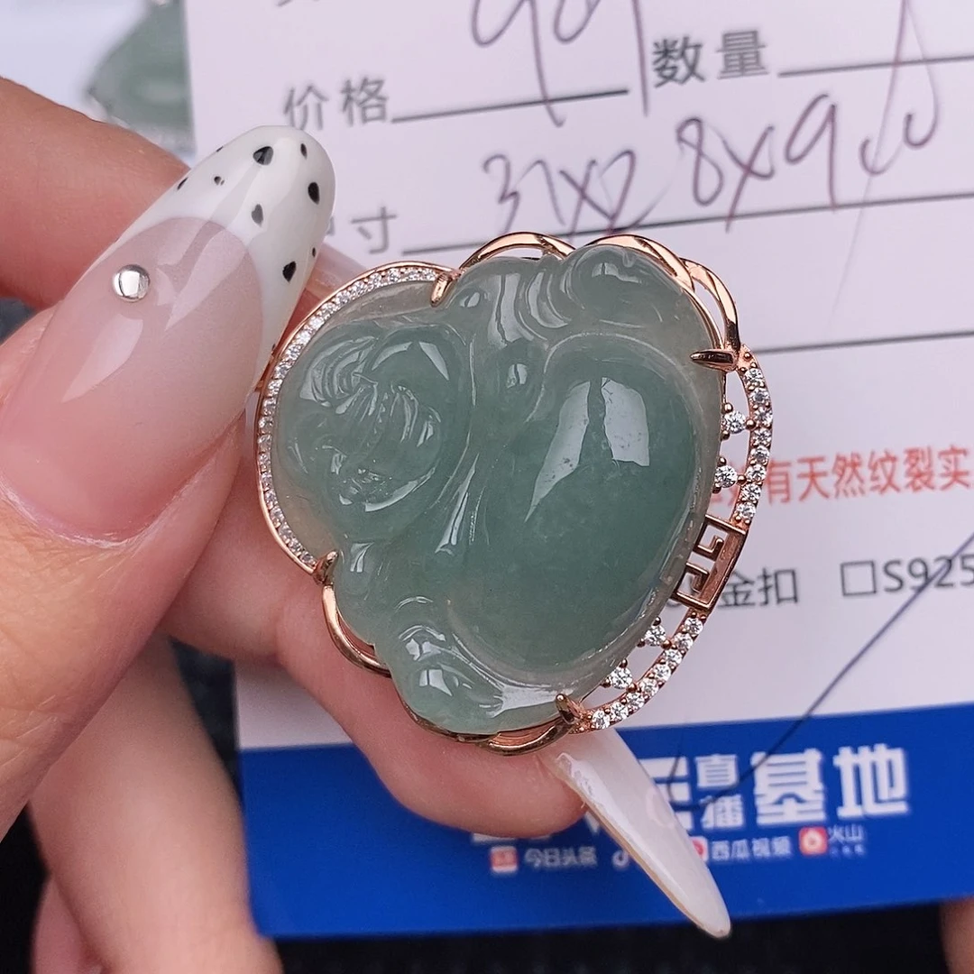 翡翠银S925镶嵌颈饰吊坠