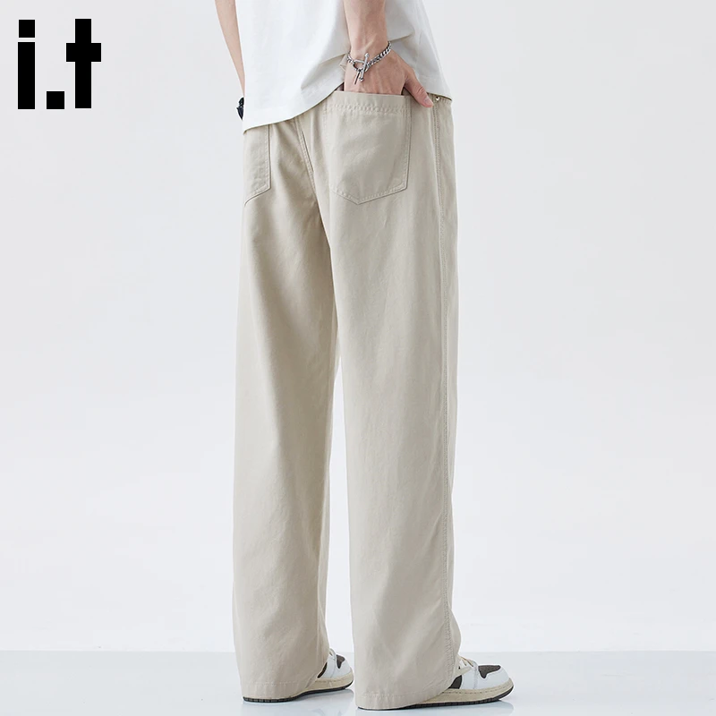 it:CHOCOOLATE初秋休闲裤男士秋季薄款宽松直筒潮流透气垂感长裤