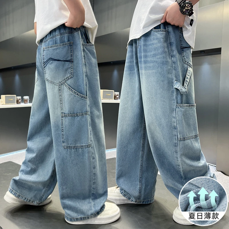 男童夏装裤子2025新款中大童儿童夏季薄款牛仔裤男孩夏款防蚊裤潮