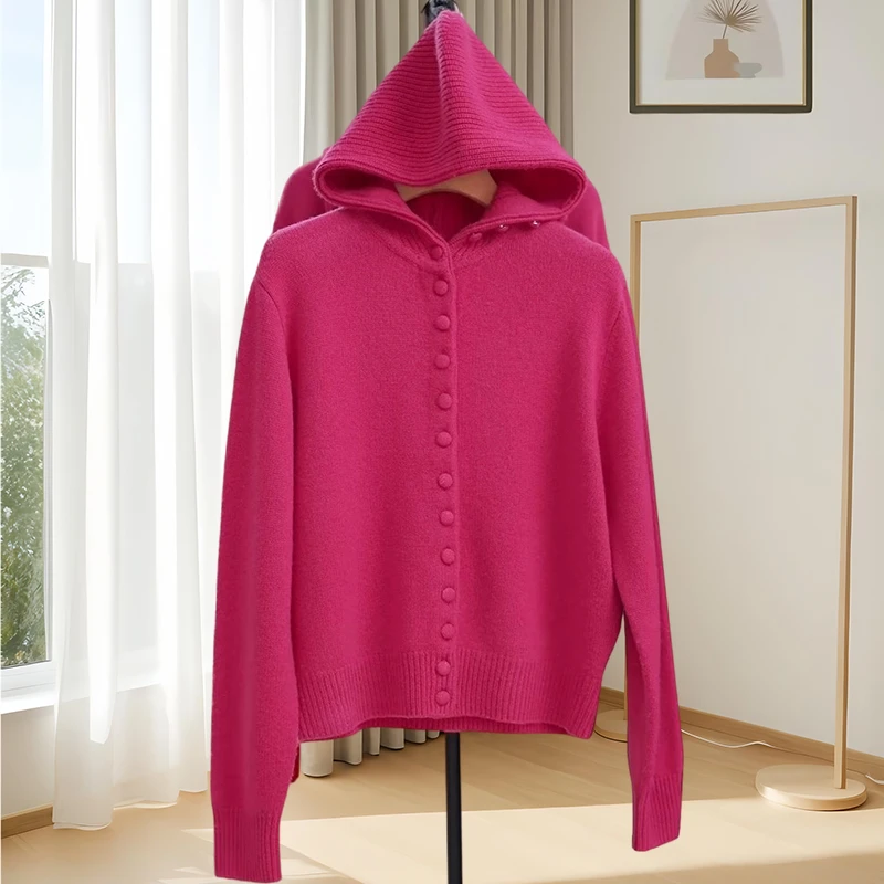 网红款毛衣女秋冬爆款2025新款开衫休闲连帽高级感毛衣外套女款