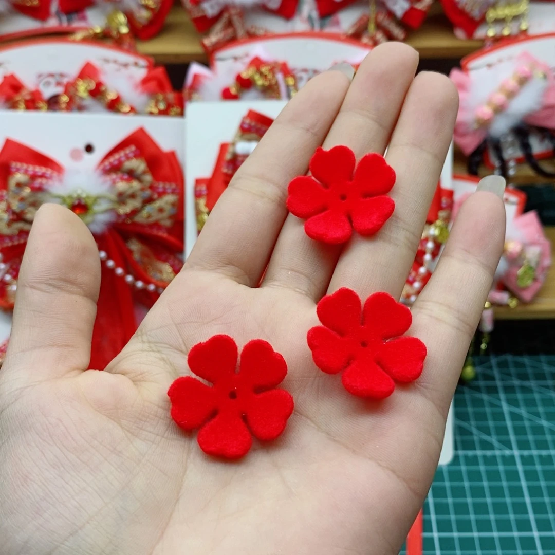 爱心植绒五瓣花，红色50个