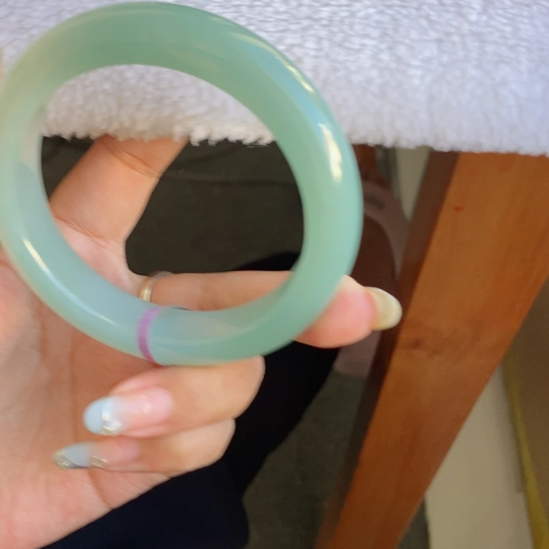 翡翠未镶嵌手镯37号0毛孔蓝绿