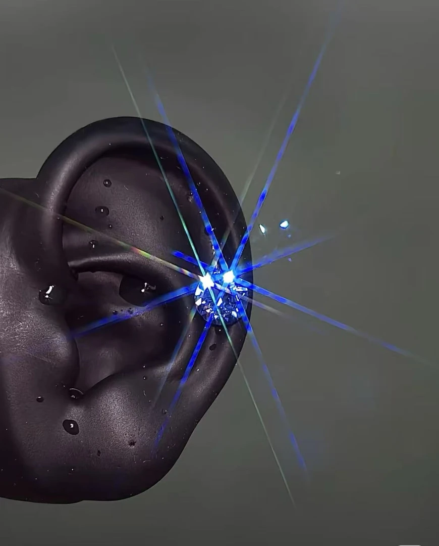 钛钢耳饰 钛钢耳饰 6mm 手工爆闪华子