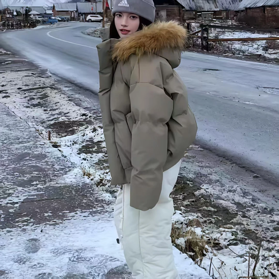 美式复古潮流棉衣冬季新款情侣男女宽松毛领棉服加厚保暖棉袄