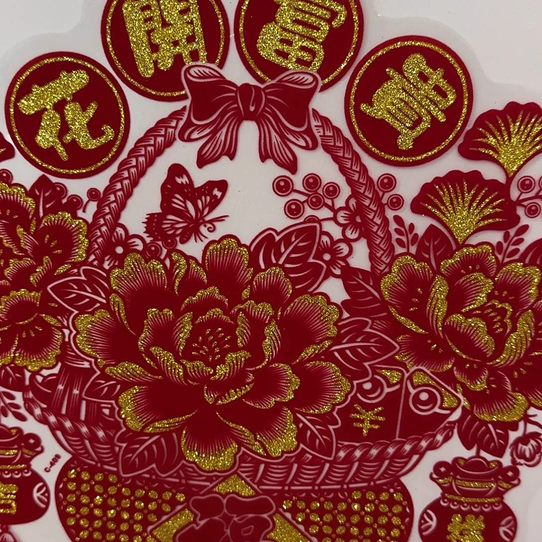 撒金花篮两对4张。