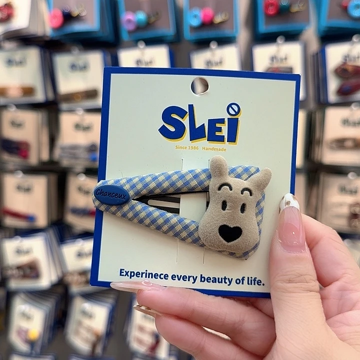 蓝格子西高地狗狗三角掰掰夹