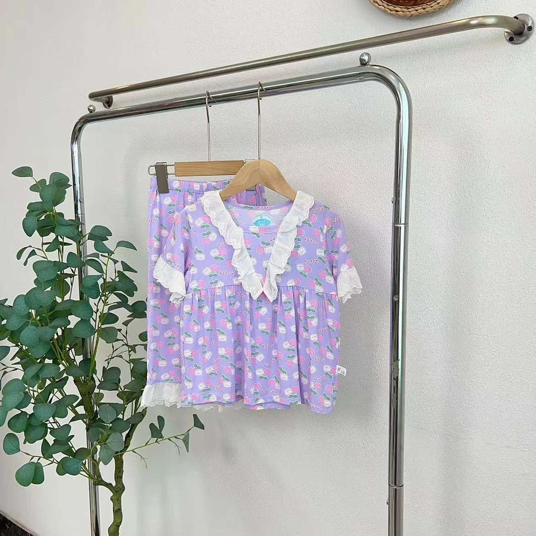 0258丫紫色樱桃熊家居服