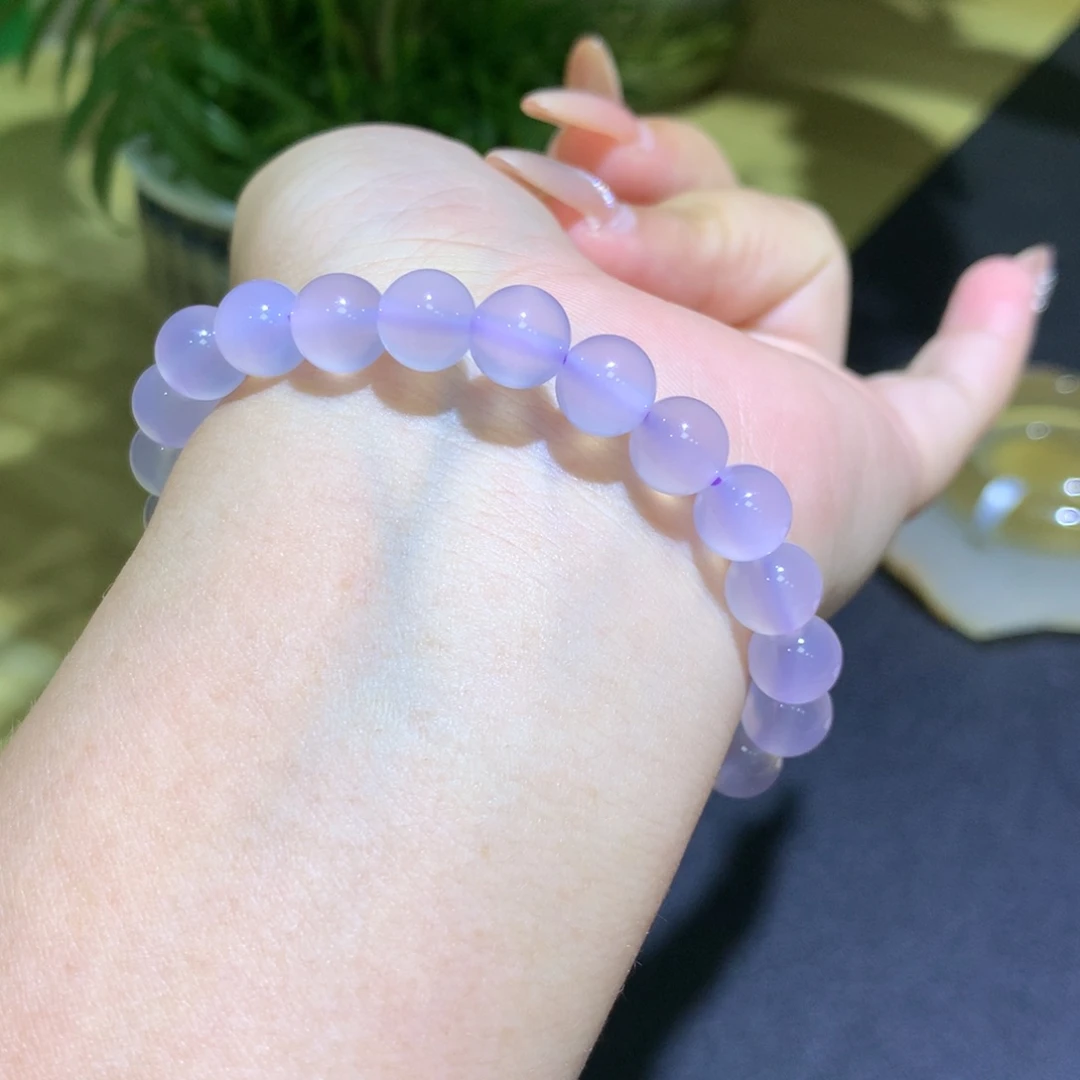 手镯玛瑙/玉髓未镶嵌卡8冰紫手串