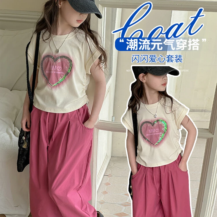 女童夏季套装2024新款儿童多巴胺甜酷夏装中大童高腰短袖洋气时髦