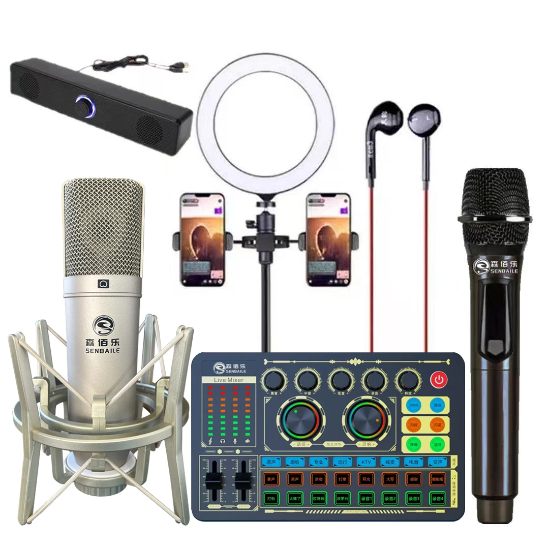 森佰乐U87 F996声卡套装网红无线专业录音通用室内外置降唱歌录音