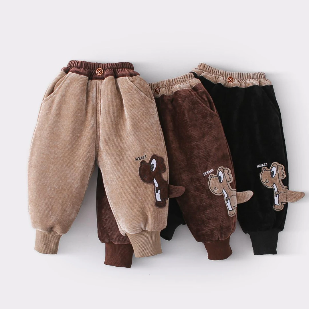 儿童冬季棉裤男女宝保暖裤三层夹棉一条过冬加棉加厚雪尼尔束脚裤