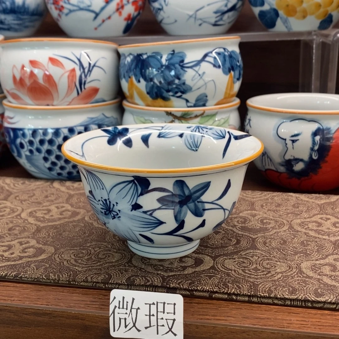 釉下手绘茶具微瑕