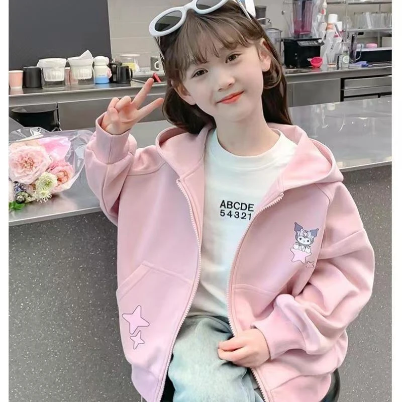 女童外套春秋款库洛米洋气儿童秋装连帽上衣小女孩秋季开衫卫衣潮