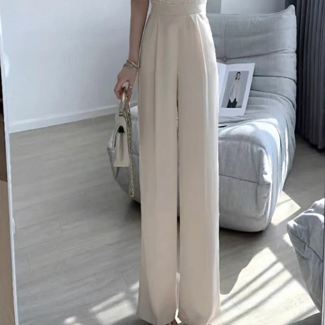 8620裤长100阔腿裤女春秋季新款爆款高腰垂感显瘦宽松直筒裤