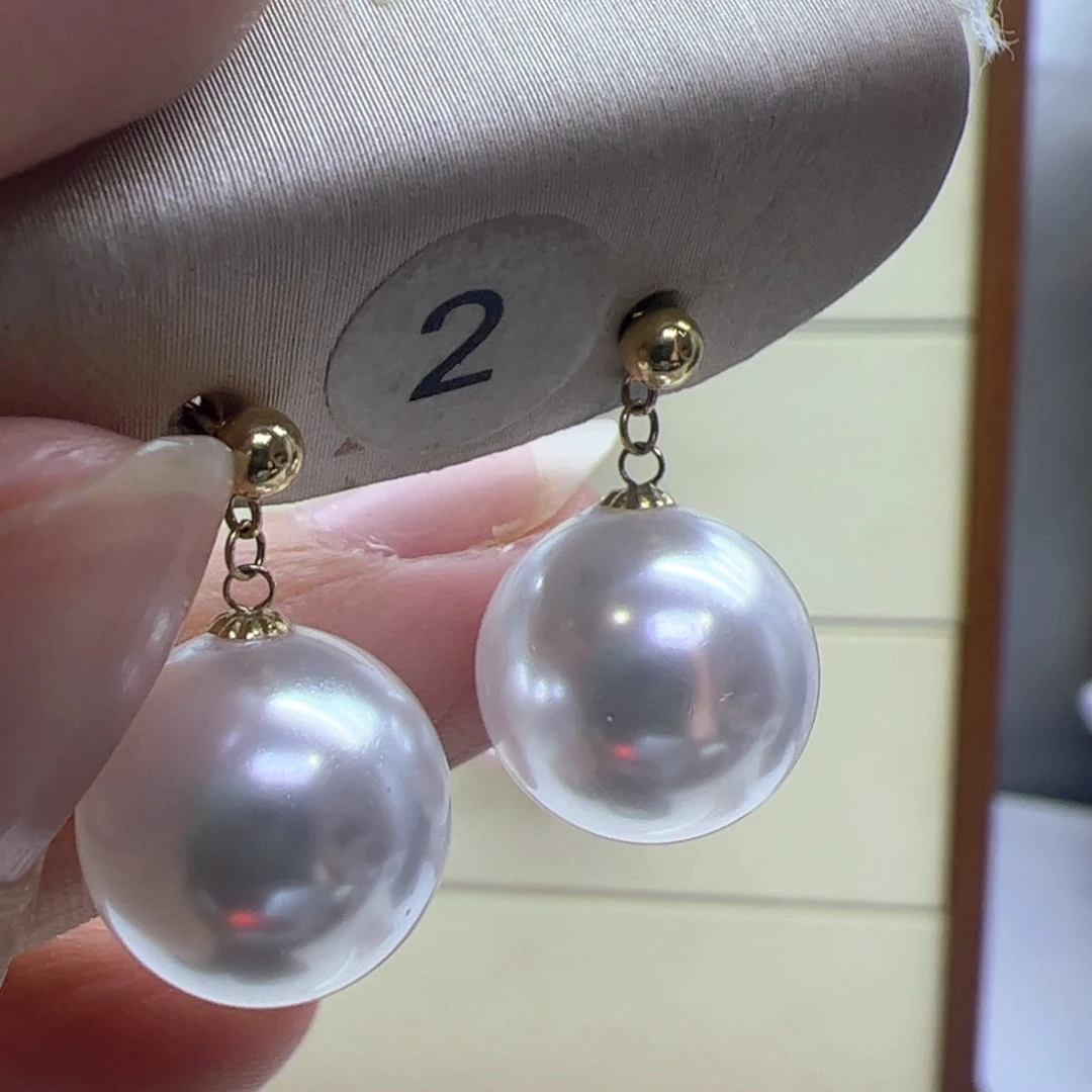淡水珍珠耳饰18K金镶嵌