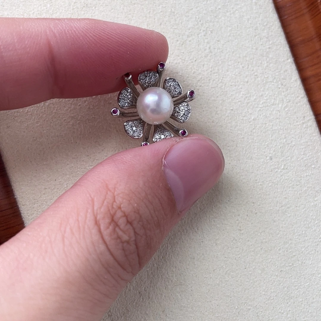 海水珍珠银S925镶嵌吊坠(不含链)