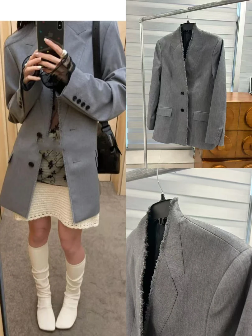 【TT秀款】我情愿等一年！北欧经典简洁设计厚织羊毛毛边西装
