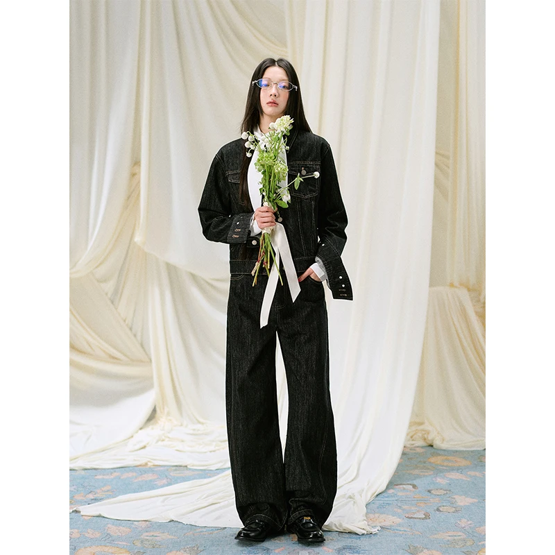 【LaluneDuCiel】LLDC美式短款牛仔外套/弯刀休闲裤LANK00704