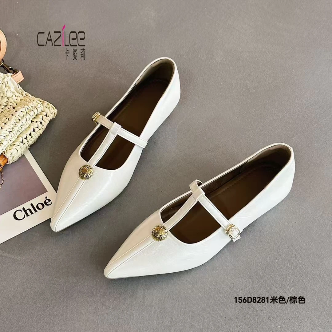 2025新款玛丽珍鞋尖头浅口法式胶粘单鞋粗跟气质欧若新中式