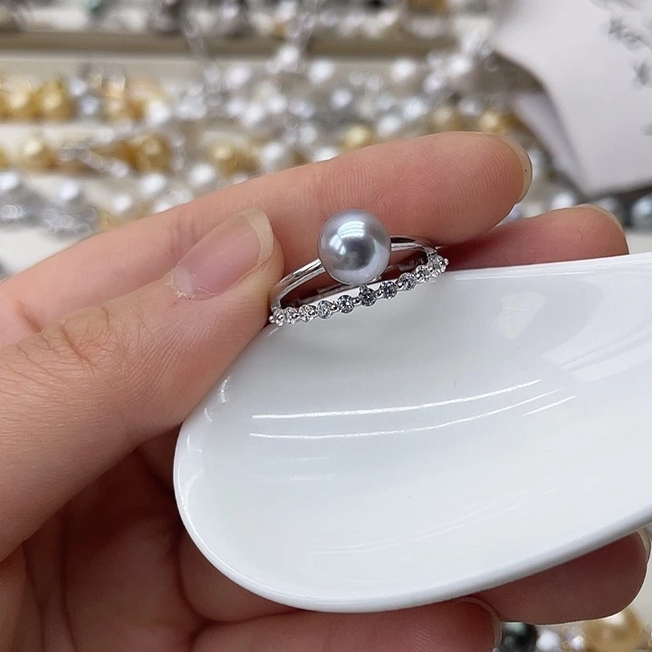 海水珍珠戒指银S925镶嵌