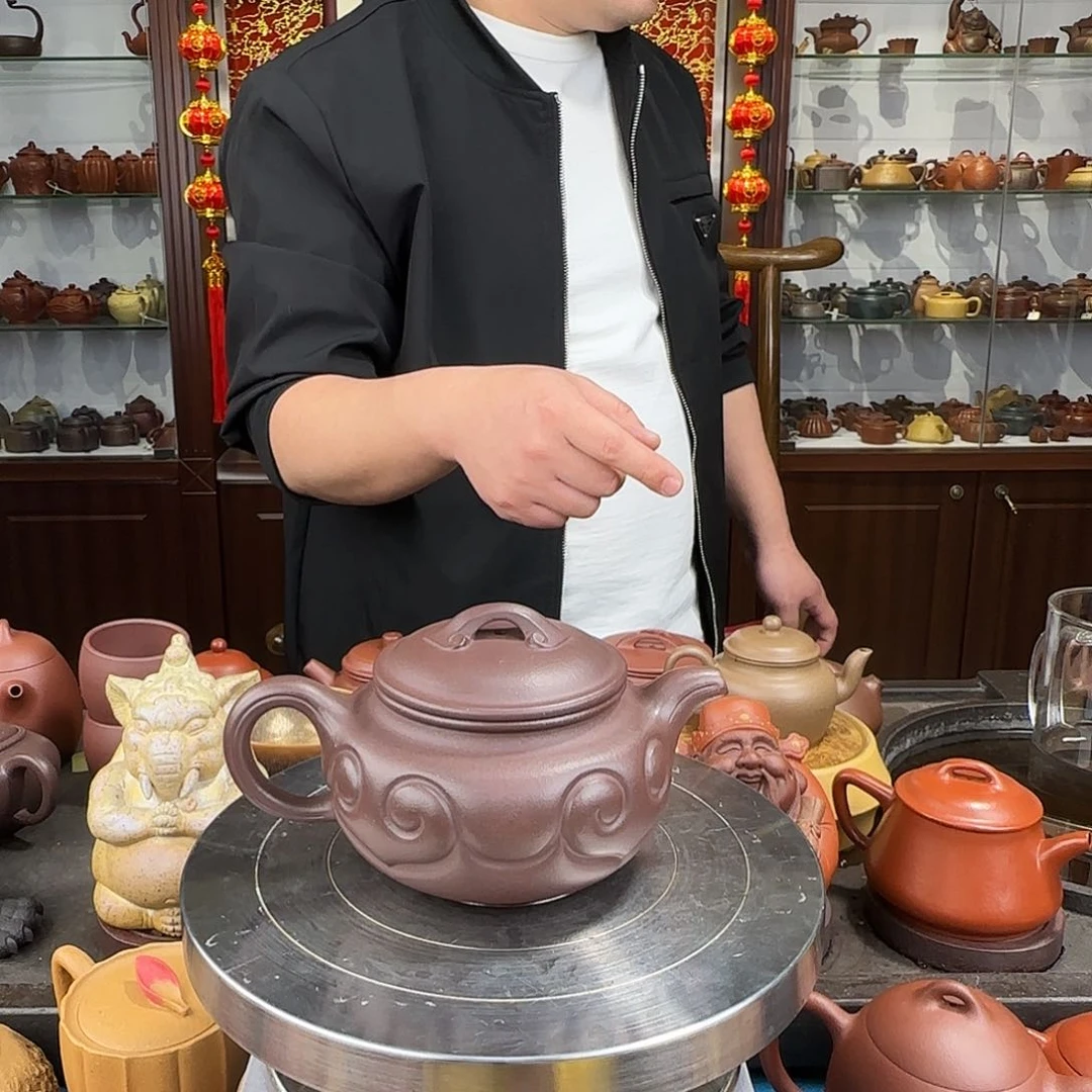 紫砂茶壶仿古如意天青