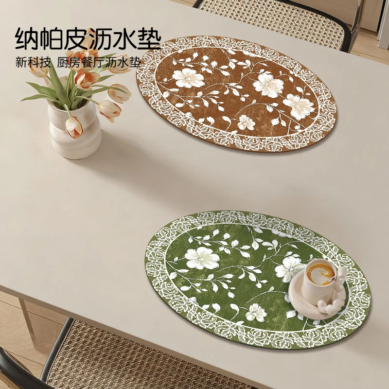 美式复古轻奢厨房台面沥水垫纳帕皮吸水垫速干洗手台水槽吧台垫子