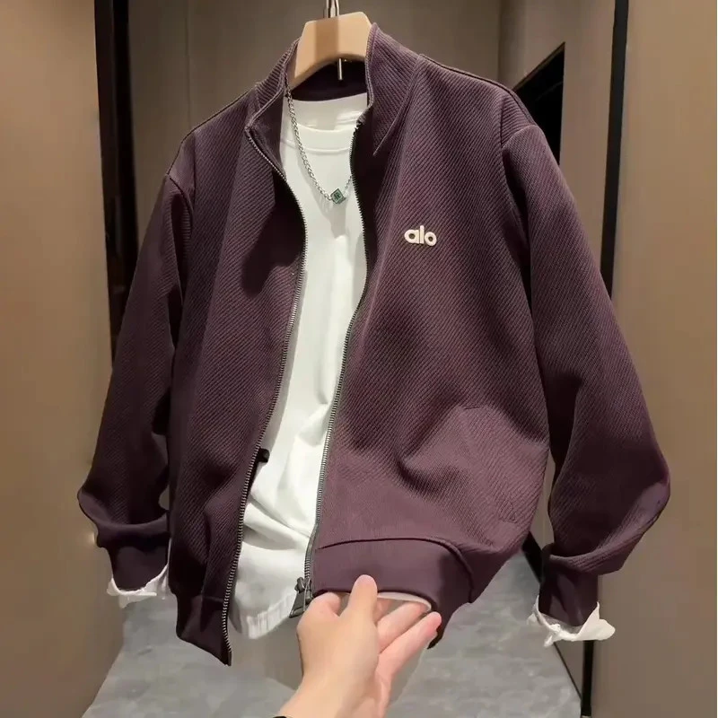 春秋新款潮牌肌理感休闲立领夹克男简约时尚百搭舒适透气上衣外套