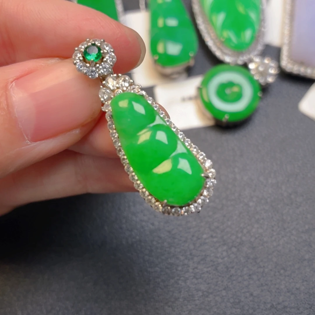 翡翠银S925镶嵌吊坠(不含链)