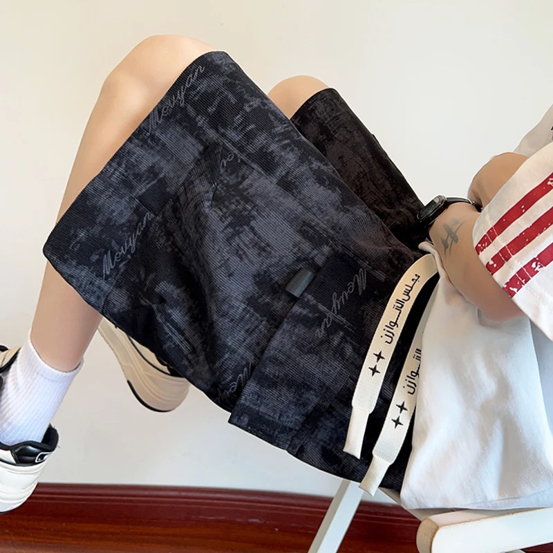 扎染工装短裤男夏季新款潮流美式五分裤宽松百搭透气运动休闲裤子