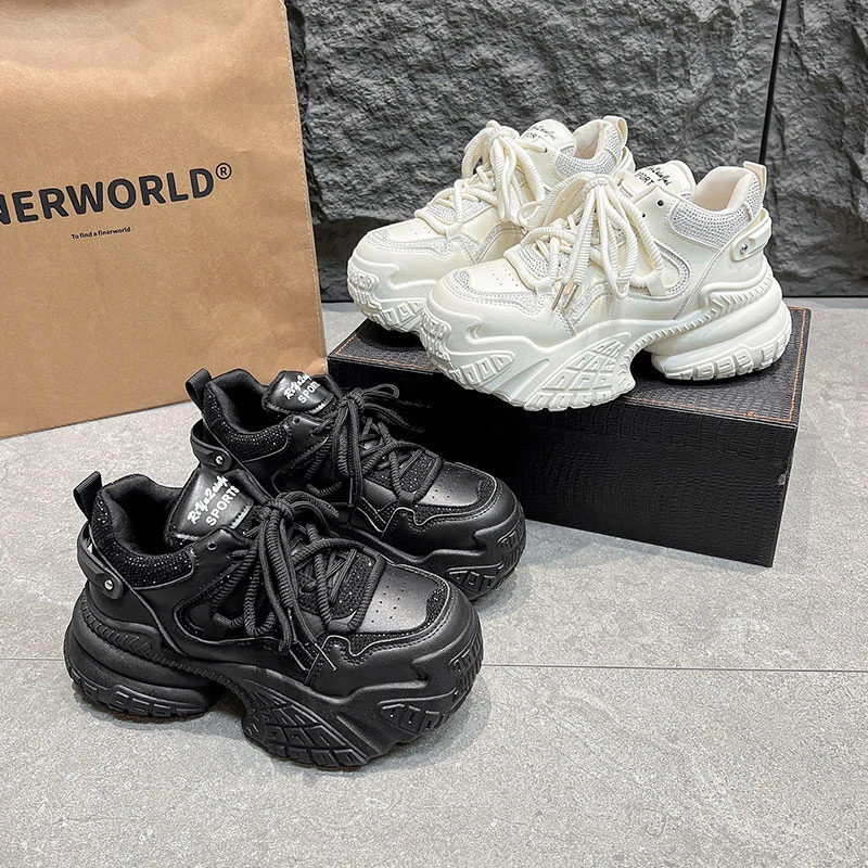 7cm松糕厚底老爹鞋女款2025年春季新款小个子增高百搭增高运动鞋