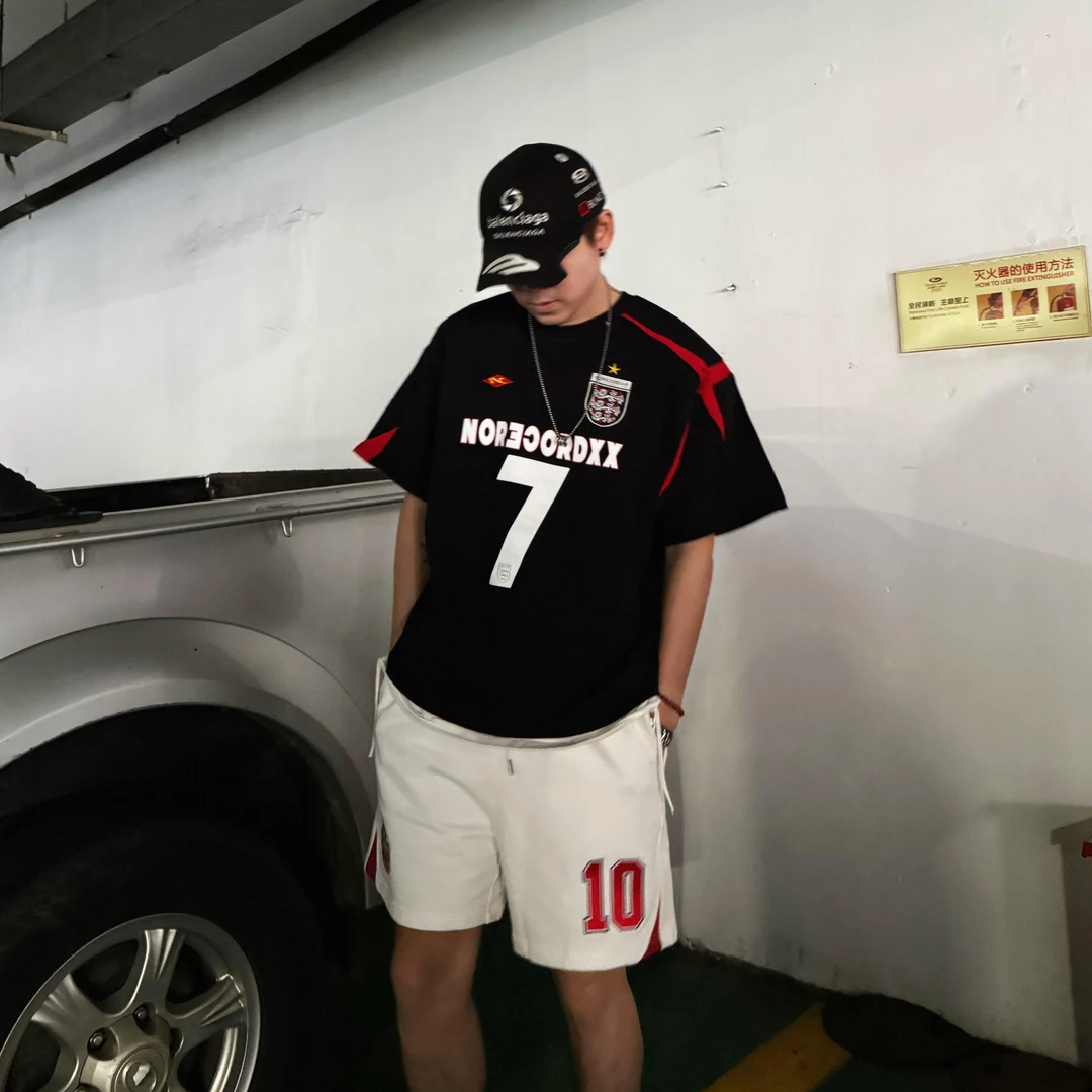 A【7号】重磅棉潮流复古美式足球服印花宽松运动百搭T恤短袖男女