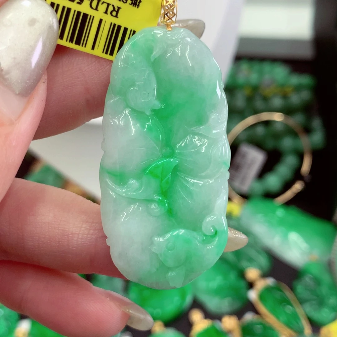 翡翠18K金镶嵌吊坠(不含链)