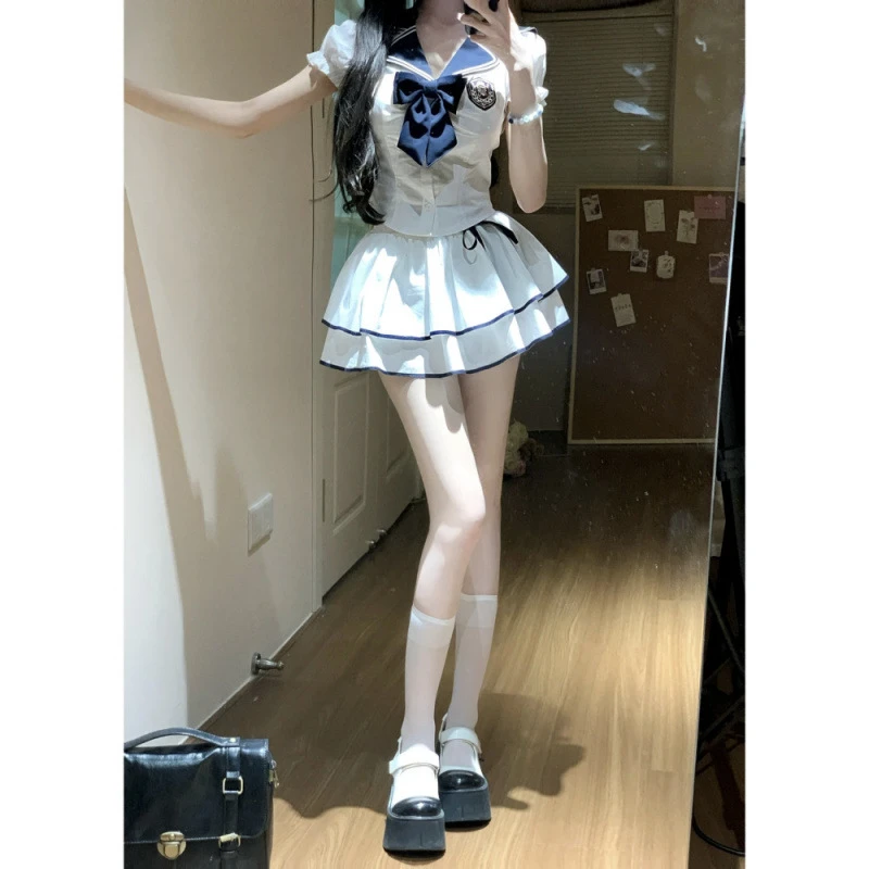 引领潮流~航海日记修身辣妹JK制服纯欲学院风上衣+半身短裙套装女