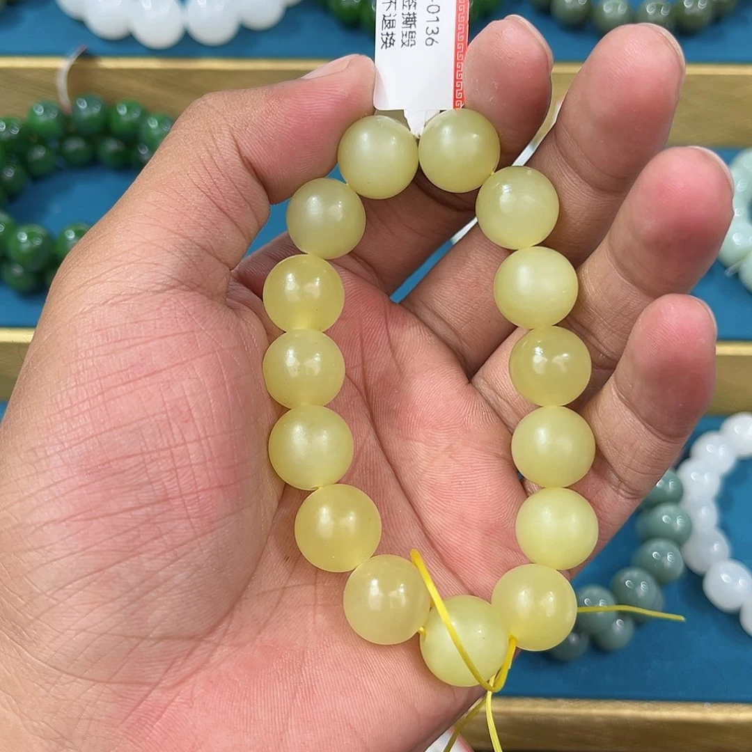 手串未镶嵌和田玉纯天然新疆和田玉若羌黄口14mm