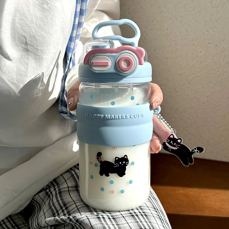 水杯玻璃杯女生高颜值泡茶2025新款夏季双饮带吸管精致好看的杯子