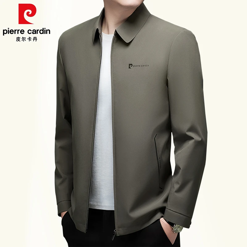 皮尔卡丹夹克商务外套立领夹克衫翻领春秋季男士纯色男装春季