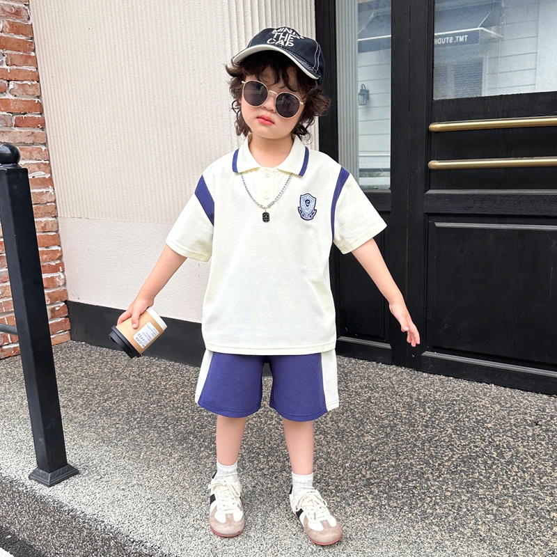 男童夏装套装2025新款儿童夏季短袖POLO衫痞帅男孩短裤两件套衣服