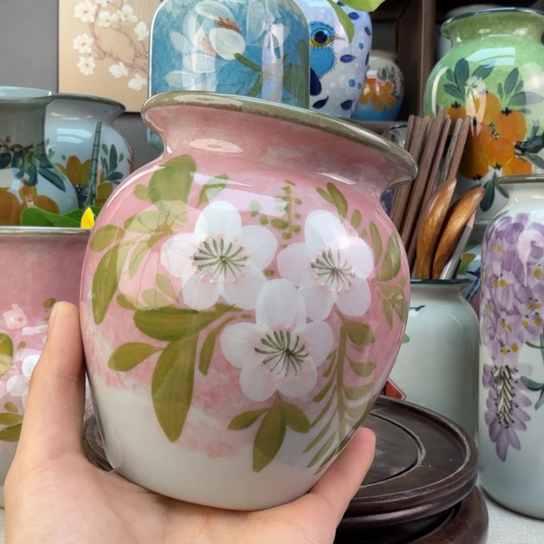 景德镇陶瓷手绘花瓶无孔