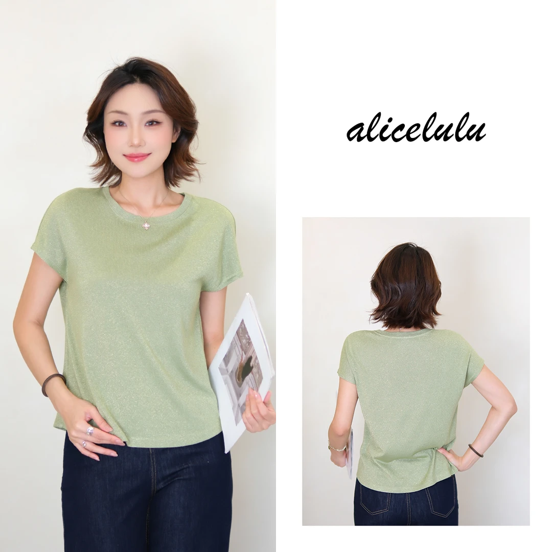 5 alicelulu简约透气舒适短袖T恤上衣纯色百搭遮肉S2143579W