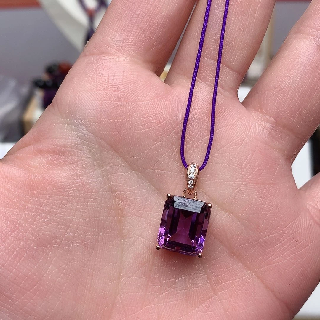 紫晶吊坠(赠链)银S925镶嵌