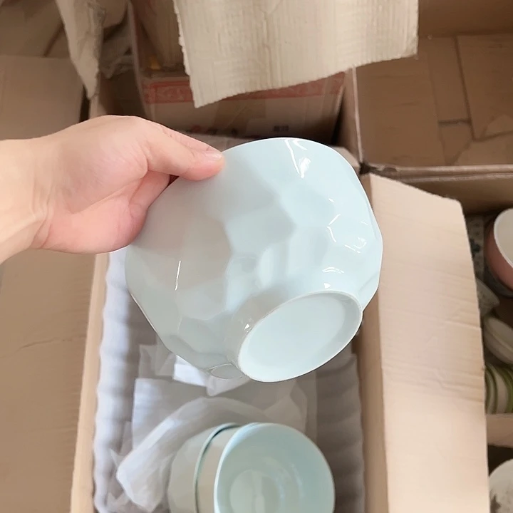 正品 青玉钻石6英寸面碗4支破损包赔不补发介意勿拍