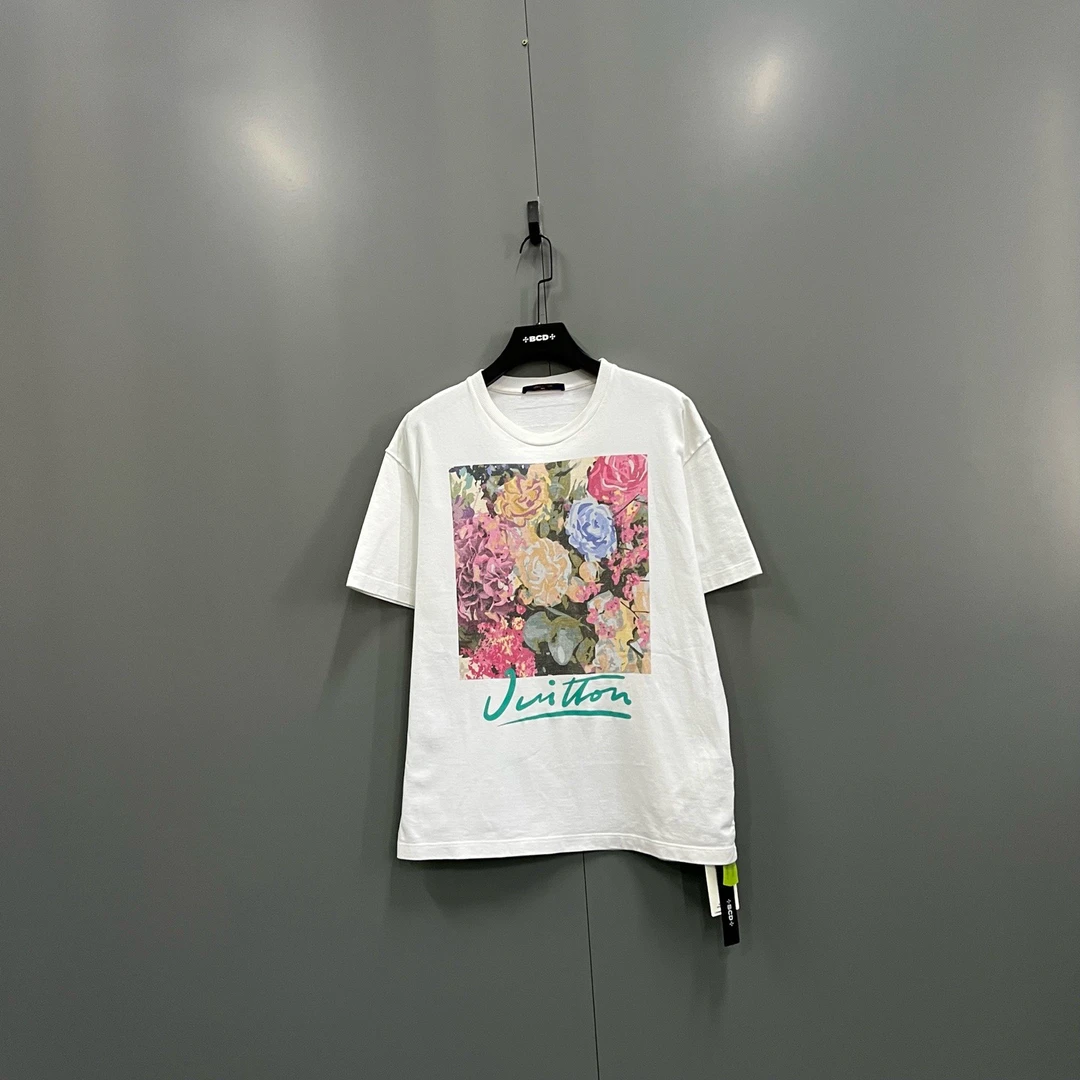 95新 LouisVuitton/路易威登 （ll） 609050 lv 油画花卉短袖 L码