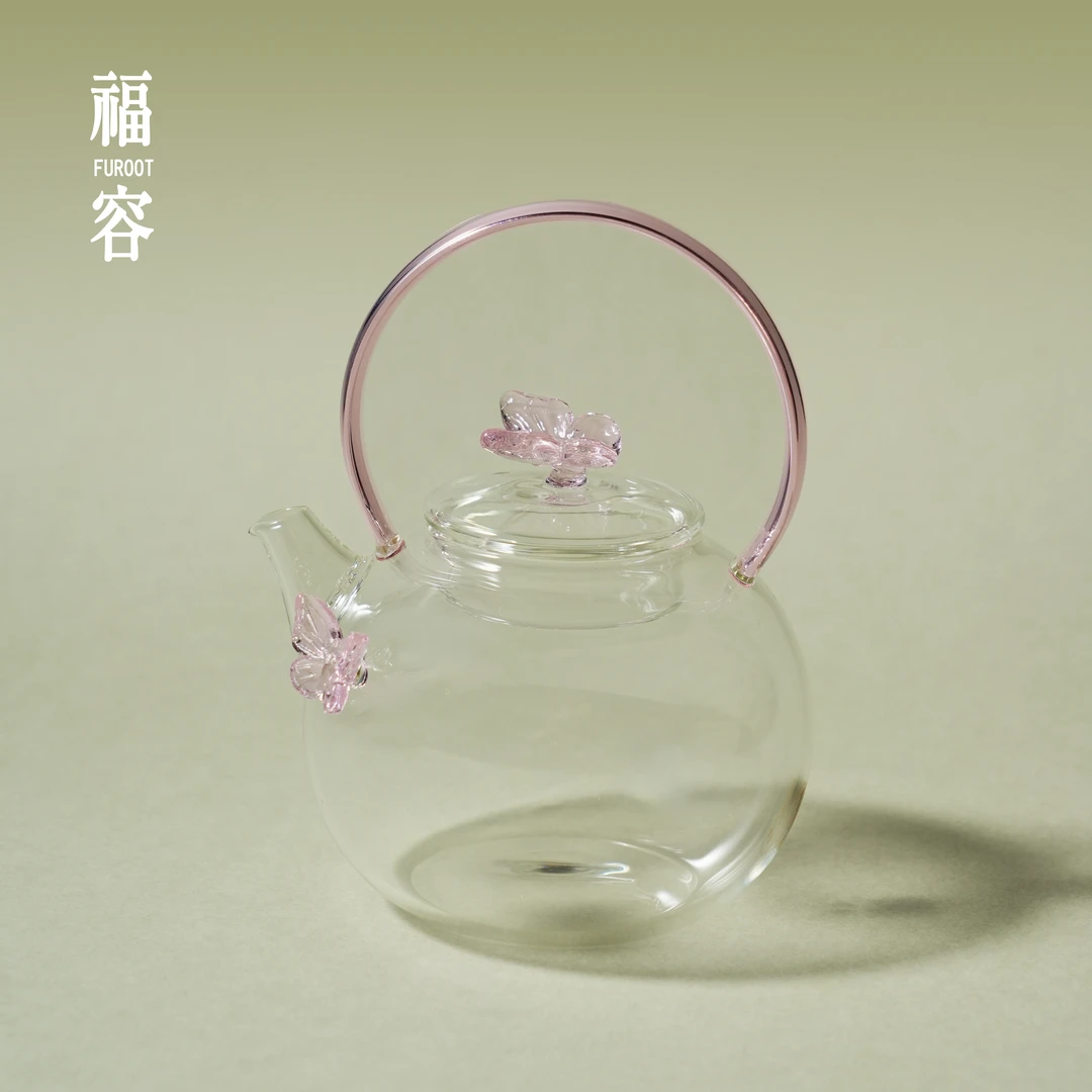 福容锦卿壶蝴蝶提梁壶泡茶家用玻璃单壶茶水分离花茶壶女士茶具