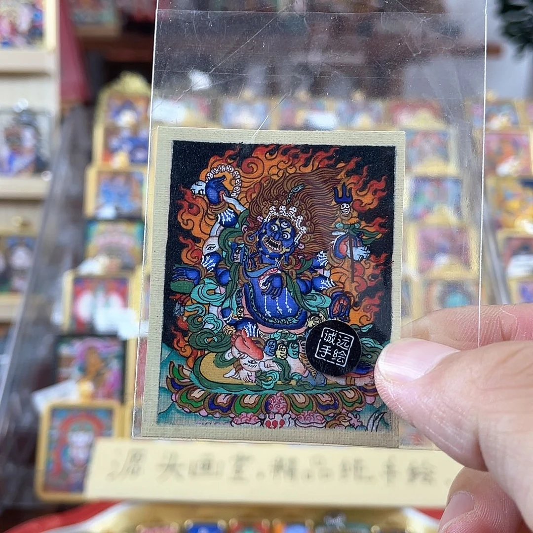 吊坠纯手绘大黑天唐卡吊坠