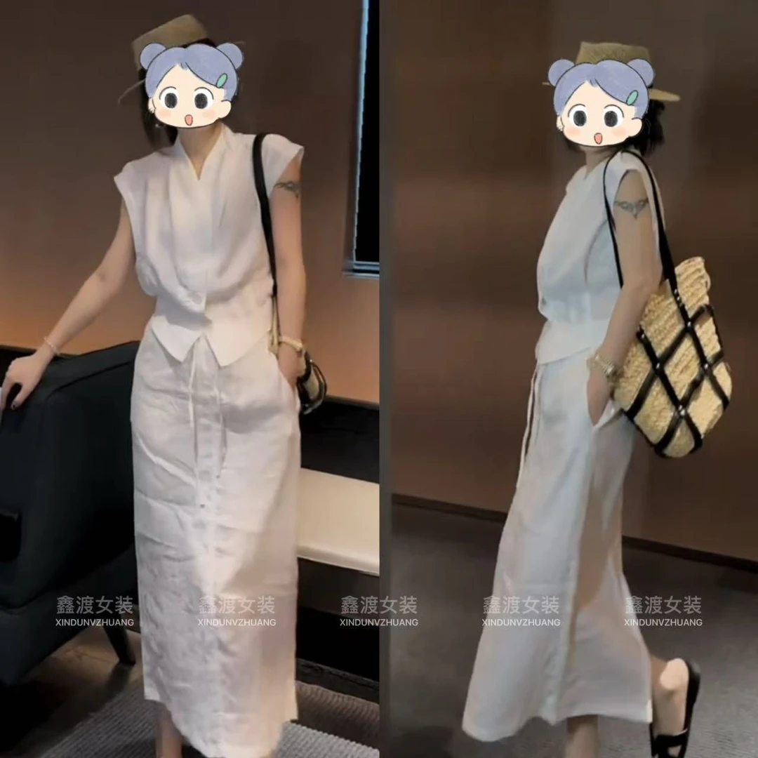 2025夏季新款时尚显瘦气质女士网红洋气两件套百搭款D9932