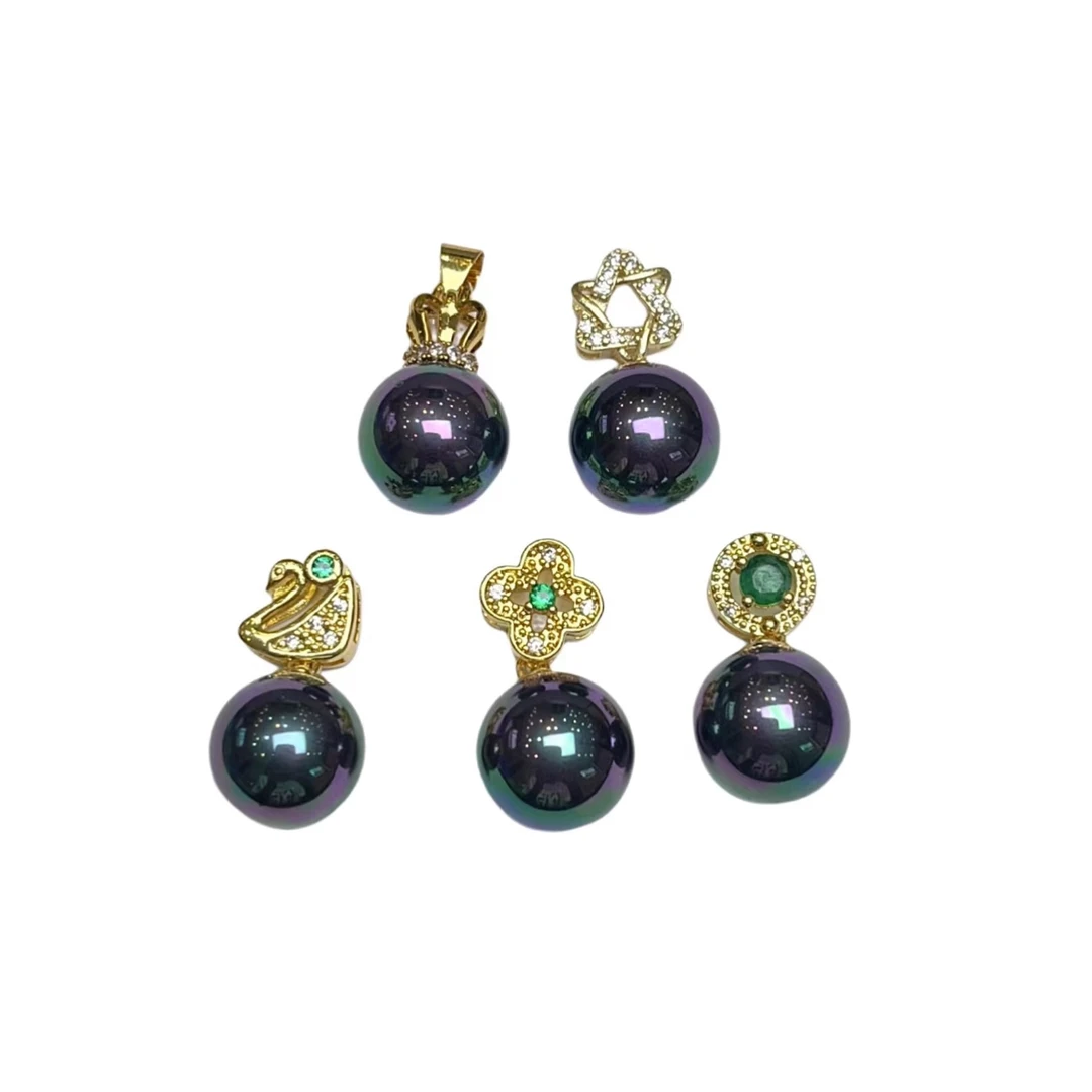 【符老板】y2048-轻奢设计款黑金刚圆珠六芒星吊坠-多样性只发一件