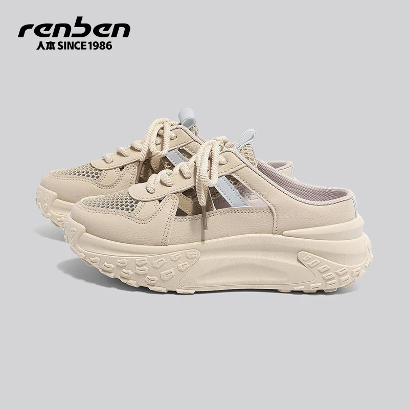 人本官方旗舰店休闲鞋防滑防臭上班穿的半拖运动鞋ins风小众百搭